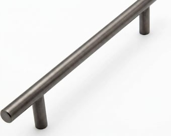 Modern Titanium Grey T-Bar Cabinet Handles - Sleek Industrial Furniture Hardware