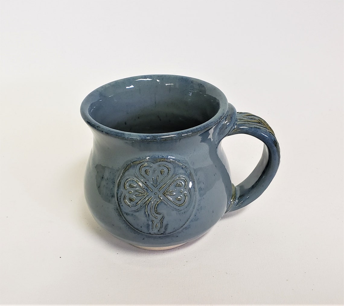 Irish Pottery Coffee Mug/Shamrock and Celtic Designs/Irish Etsy