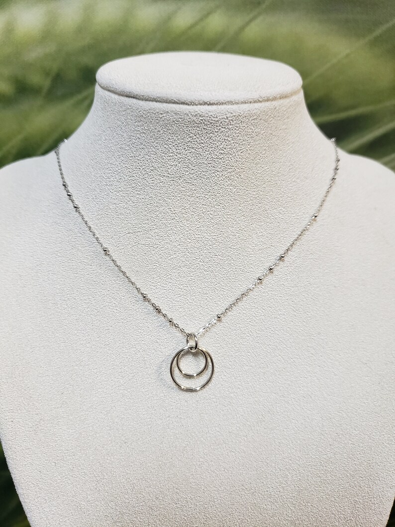 Silver Circles Pendent on Sterling Silver Chain with Matching Earrings