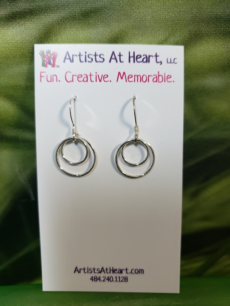 Silver Circles Pendent on Sterling Silver Chain with Matching Earrings