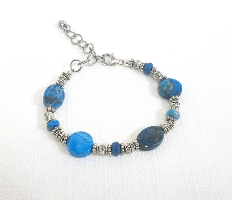 Bracelet and Earrings Adjustable Length Interchainables Capris Blue Crazy Lace Jasper Necklace