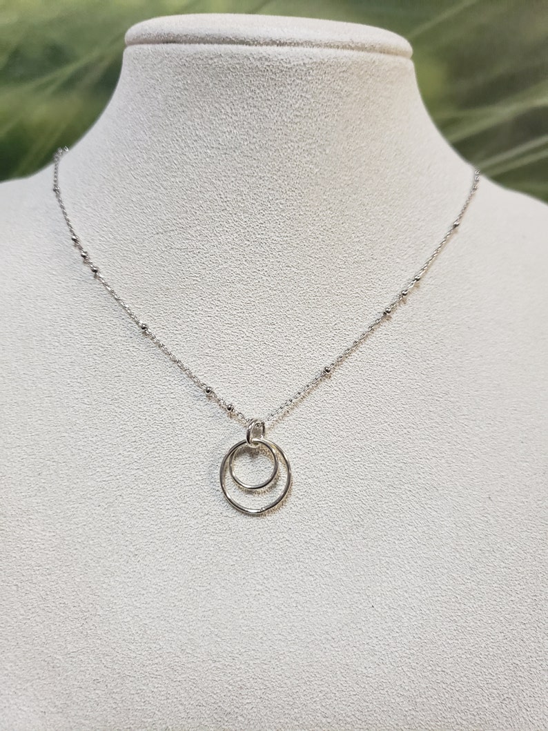 Silver Circles Pendent on Sterling Silver Chain with Matching Earrings