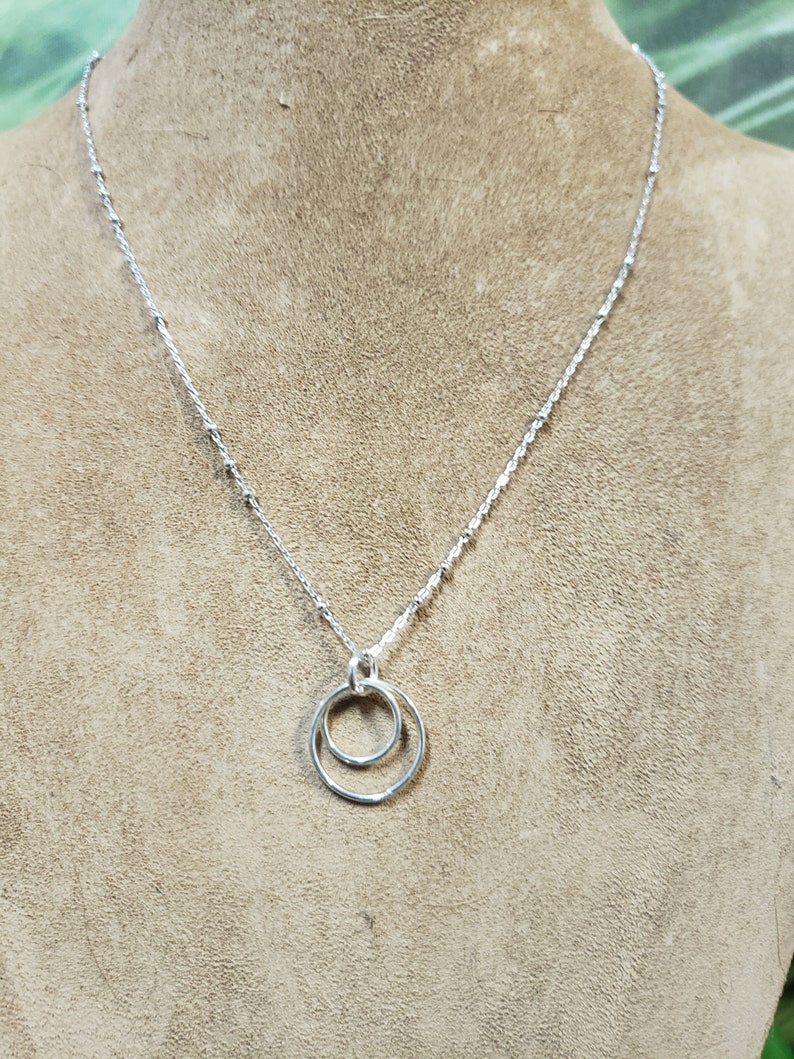 Silver Circles Pendent on Sterling Silver Chain with Matching Earrings