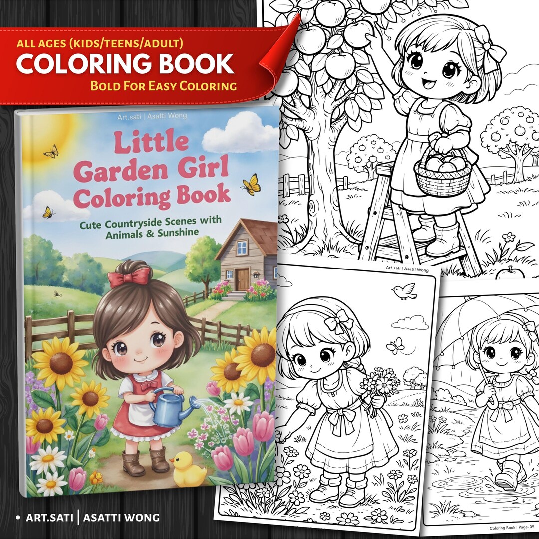 Cute Little Girl Coloring Book for All Ages | 25 Pages PDF Printable ...