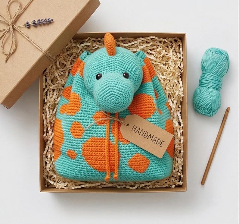 Crochet Dinosaur Backpack Pattern, Amigurumi Dino Bag, Kids Crochet Toy (Digital PDF) image 3