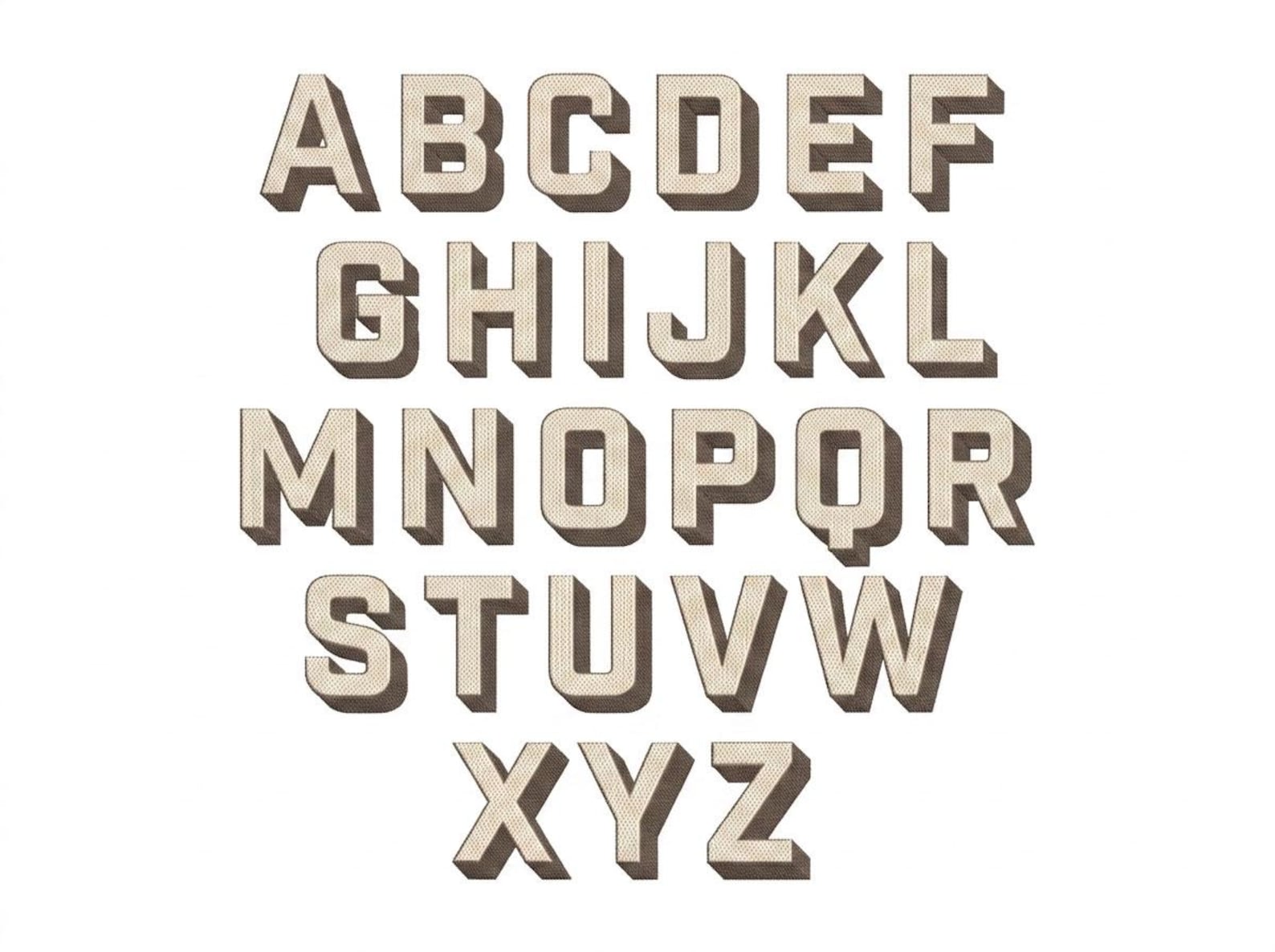 Block Shadow Script Embroidery Font – Monogram Alphabet A-Z (digital ...