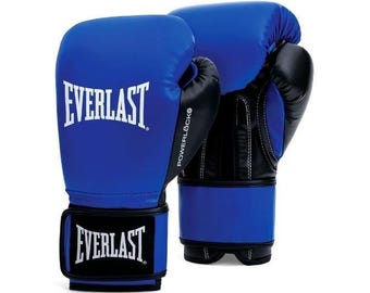 Everlast Metallic Blue Cowhide Leather Boxing Gloves for Training & Sparring