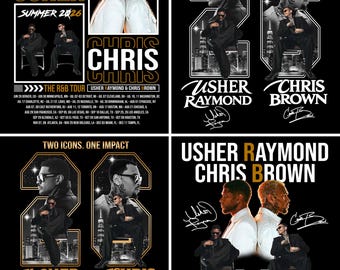 Usher Chris Brown R&B Tour 2026 bundel 4 png-bestand tshirtontwerp (digitale download)