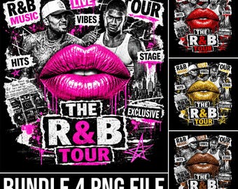 Usher Chris Brown R&B Tour 2026 Bundel 4 PNG-bestanden T-shirtontwerp (digitale download)
