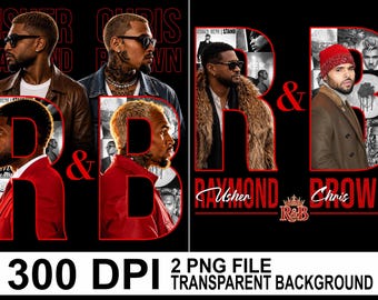 Usher Chris Brown R&B Tour 2026 PNG-bestand T-shirtontwerp (digitale download)