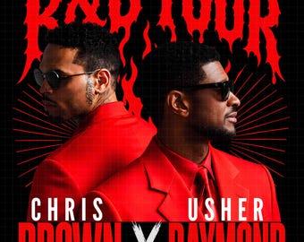 Usher Chris Brown R&B Tour 2026 PNG-bestand T-shirtontwerp (digitale download)