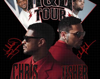 Usher Chris Brown R&B Tour 2026 PNG-bestand T-shirtontwerp (digitale download)
