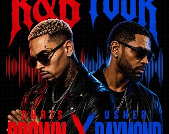 Usher Chris Brown R&B Tour 2026 PNG-bestand T-shirtontwerp (digitale download)