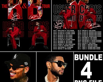 Usher Chris Brown R&B Tour 2026 Bundel (4 PNG-bestanden, digitale download)