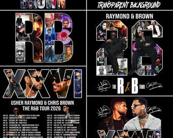 Usher Chris Brown R&B Tour 2026 bundel 5 png-bestand tshirtontwerp (digitale download)