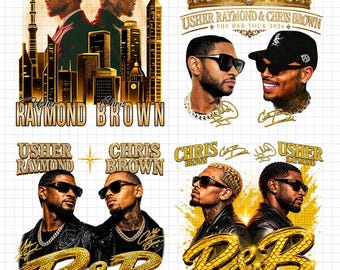 Usher Chris Brown R&B Tour 2026 Bundel 4 PNG-bestanden T-shirtontwerp (digitale download)