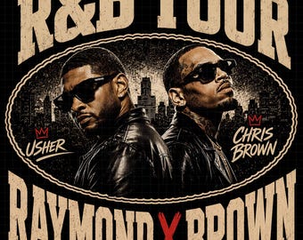 Usher Chris Brown R&B Tour 2026 PNG-bestand T-shirtontwerp (digitale download)