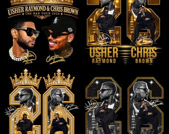 Usher Chris Brown R&B Tour 2026 Bundel 4 PNG-bestanden T-shirtontwerp (digitale download)