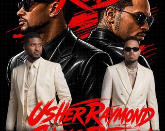 Usher Chris Brown R&B Tour 2026 PNG-bestand T-shirtontwerp (digitale download)