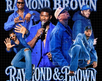 Usher Chris Brown R&B Tour 2026 PNG-bestand T-shirtontwerp (digitale download)