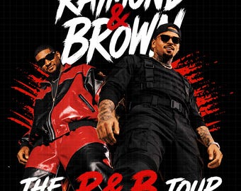 Usher Chris Brown R&B Tour 2026 PNG-bestand T-shirtontwerp (digitale download)