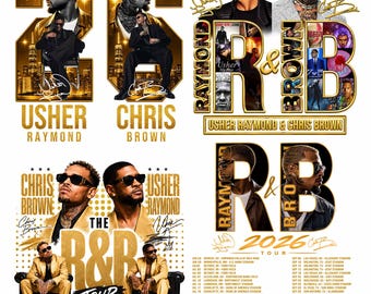 Usher Chris Brown R&B Tour 2026 bundel 4 png-bestand tshirtontwerp (digitale download)
