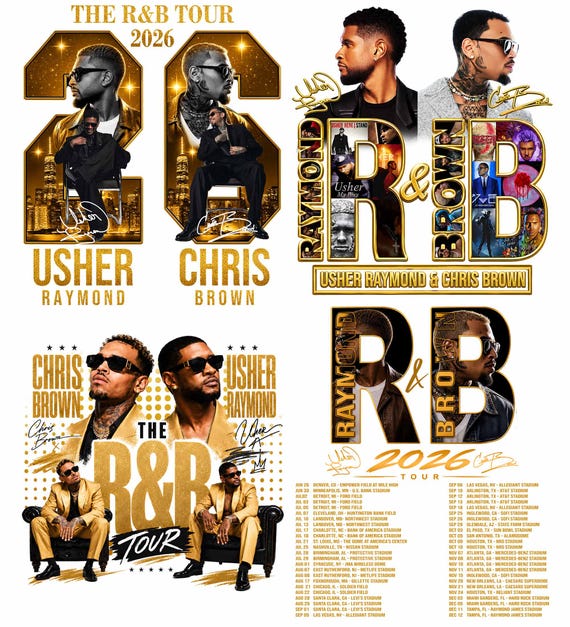 Usher Chris Brown R&B Tour 2026 Bundle 4 PNG File Tshirt Design (Digital Download)