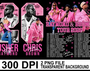 Usher Chris Brown R&B Tour 2026 Bundle PNG-bestand T-shirtontwerp (digitale download)