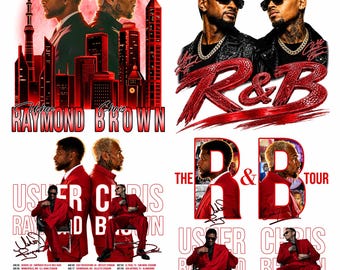 Usher Chris Brown R&B Tour 2026 Bundel 4 PNG-bestanden T-shirtontwerp (digitale download)