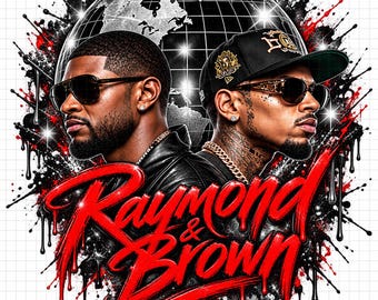 Design de t-shirt pour la tournée R&B 2026 d'Usher et Chris Brown (fichier PNG, téléchargement numérique)