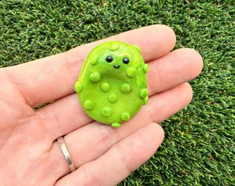 Pickle Worry Stone | Handmade Clay Fidget Stone | Cute Anxiety Relief Gift | Calming Pet Rock | Desk Buddy | Emotional Support Pickle