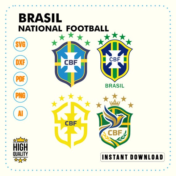 Brazil Football SVG Bundle | CBF Crest Vector Pack, Canarinho Silhouette (Digital Download)