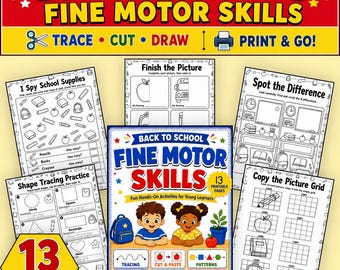 Back to School Fine Motor Skills Worksheets | Kindergarten Tracing, Cut and Paste, Pencil Control & Visual Motor Activities