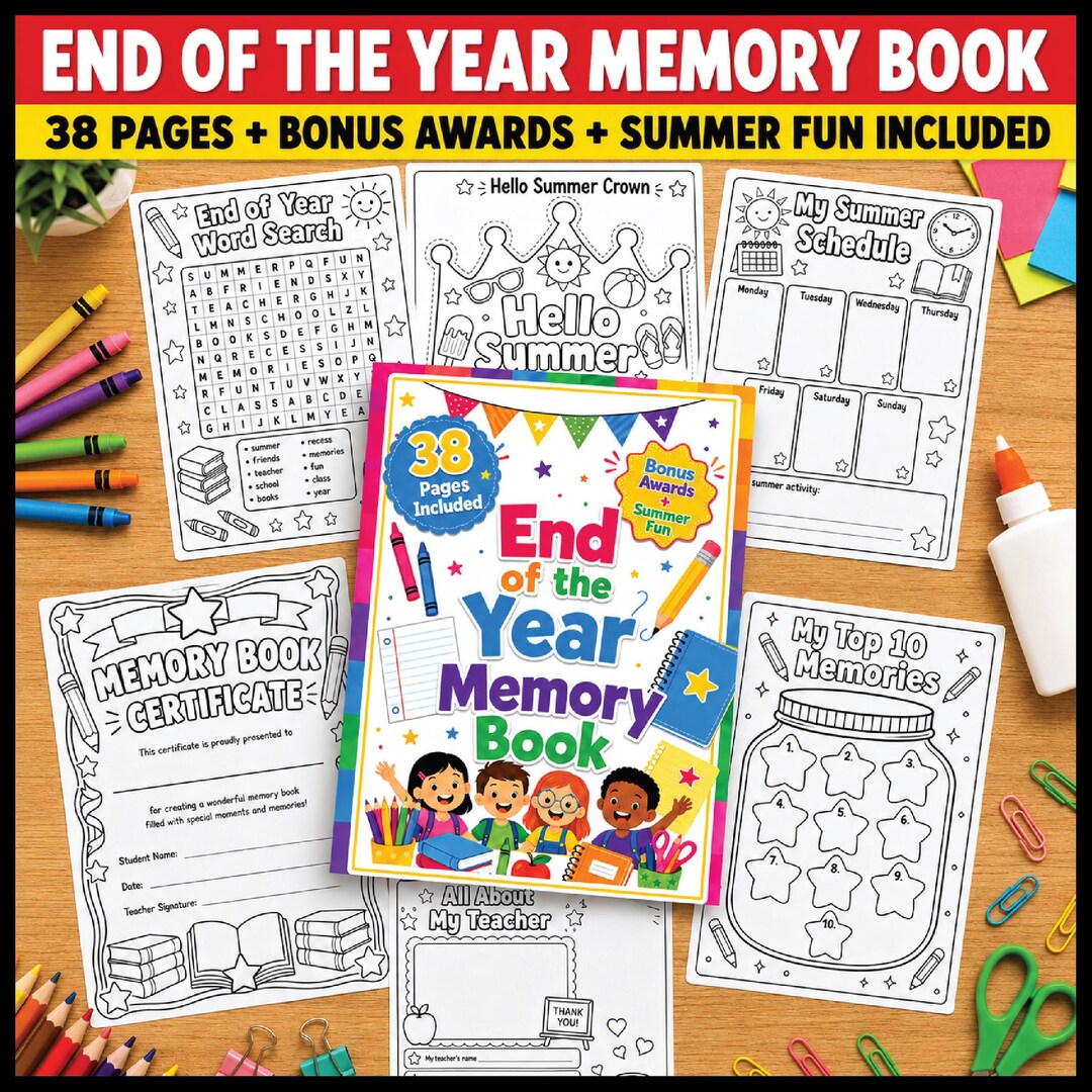End of Year Memory Book Printable Last Week School Activities Student ...