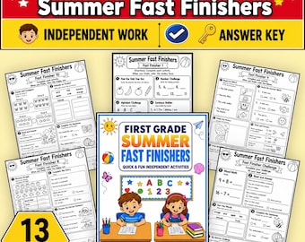 First Grade Summer Fast Finishers Worksheets, Early Finishers Activities, Printable PDF, Independent Work, No Prep, Morning Work, Homeschool