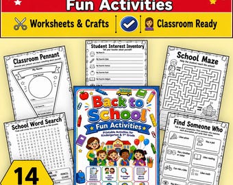 Back to School Activities for Kindergarten & 1st Grade, Printable Worksheets Crafts, First Week of School Classroom Community PDF Answer Key