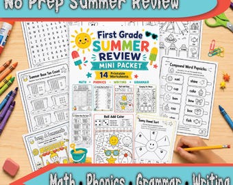 First Grade Summer Review Worksheets With Answer Keys 1st Grade Math Phonics Writing Printable Packet