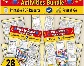 Back to School Activities Bundle, First Week of School, Kindergarten And 1st Grade, Reading & Writing, Printable PDF Literacy