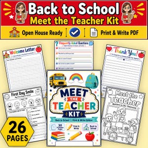 Meet the Teacher Kit, Back to School Open House Printable, Parent Communication Forms, Classroom Forms, Print & Write PDF