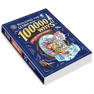 May include: A blue book titled Building the Ultimate Brain 100000 Whys Fun and Joyful Science by Doris Walton. The cover features a cartoon illustration of animals on a roller coaster, a dinosaur, a rocket ship, and stars on a dark blue background.