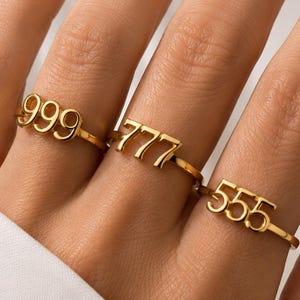 Custom Angel Number Ring, Minimalist Dainty Jewelry, Personalized Lucky Number Gift