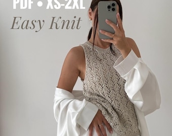 Gestricktes Sommer Top Muster, Spitze Tank Weste, Easy PDF Knitting (XS-2XL)