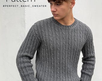 Basic Sweater Knitting Pattern, Japanese Shoulder Jumper, Top Down Seamless (PDF)