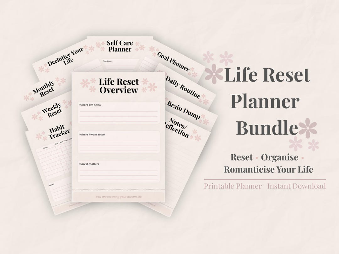 Life Reset Printable Bundle | Habit Tracker, Goal Planner, Routine ...