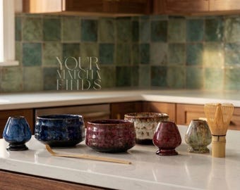 Matcha-ceremonieset, handgemaakte keramische Chawan-komgardehouder Chasen-zeef - Japanse theecadeauset, matcha-set