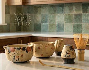 Matcha bowl set keramiek, Japanse matcha kit, Chawan theeset, Cat Matcha Bowl, handgemaakte theeset, gardehouder cadeau