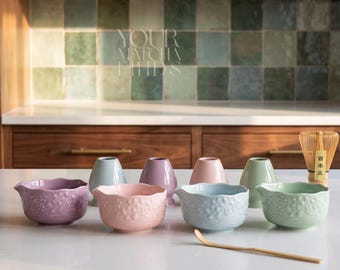 Matcha-theeset, Japanse matcha-kom en garde, keramische Chawan Bamboo Chasen-cadeauset, theeceremoniekit