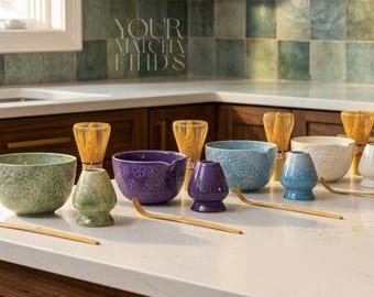 Matcha-komset met garde en houder, set Japanse theeceremonie, Chawan Bowl-cadeau, keramische matcha-set, cadeau theeliefhebber