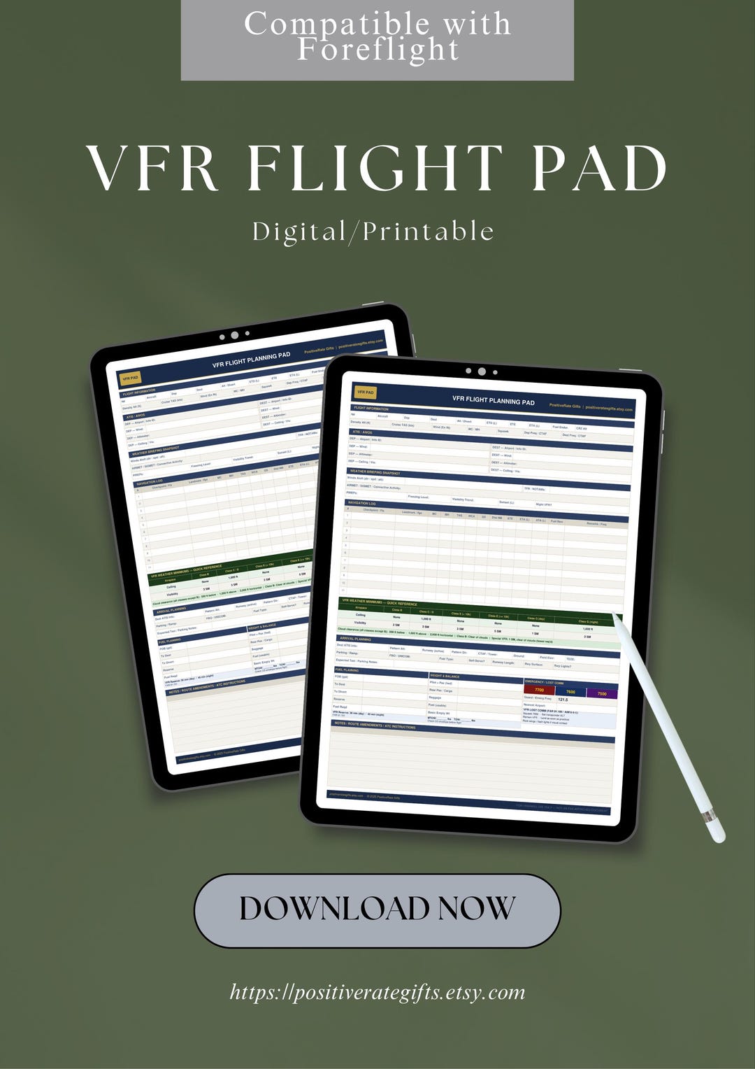 VFR Flight Planning Pad | Digital Download | Printable & iPad ...