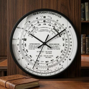 E6-B Flight Computer Wall Clock | 10"| Pilot Gift for Home Office, Hangar, Classroom